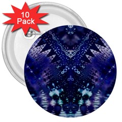 Blue Fractal Lace Tie Dye 3  Buttons (10 Pack)  by KirstenStar