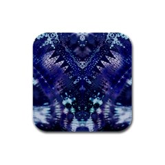 Blue Fractal Lace Tie Dye Rubber Square Coaster (4 Pack)  by KirstenStar