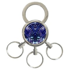 Blue Fractal Lace Tie Dye 3-ring Key Chain by KirstenStar