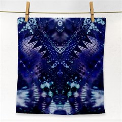 Blue Fractal Lace Tie Dye Face Towel by KirstenStar