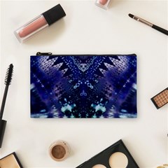 Blue Fractal Lace Tie Dye Cosmetic Bag (small)