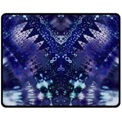 Blue Fractal Lace Tie Dye Fleece Blanket (medium)  by KirstenStar