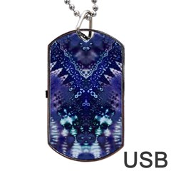 Blue Fractal Lace Tie Dye Dog Tag Usb Flash (two Sides) by KirstenStar