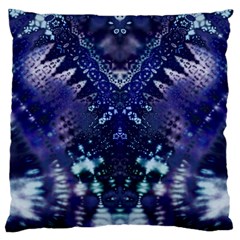 Blue Fractal Lace Tie Dye Large Cushion Case (one Side) by KirstenStar