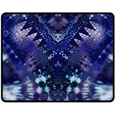 Blue Fractal Lace Tie Dye Double Sided Fleece Blanket (medium)  by KirstenStar