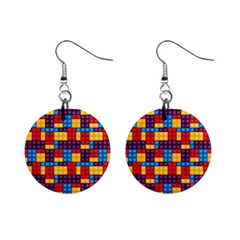 Lego Background Game Mini Button Earrings by Mariart