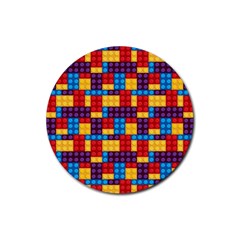 Lego Background Game Rubber Round Coaster (4 Pack)  by Mariart