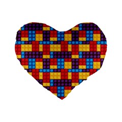 Lego Background Game Standard 16  Premium Flano Heart Shape Cushions by Mariart