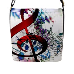 Music Treble Clef Sound Flap Closure Messenger Bag (L)