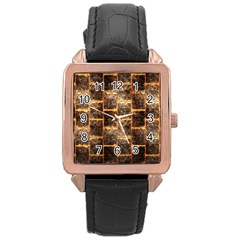 Wallpaper Iron Rose Gold Leather Watch 