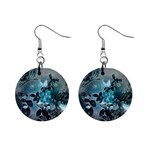 Elegant Floral Design With Butterflies Mini Button Earrings Front