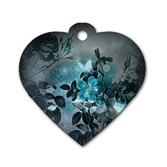 Elegant Floral Design With Butterflies Dog Tag Heart (One Side)