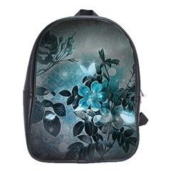 Elegant Floral Design With Butterflies School Bag (Large)