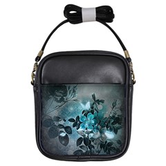 Elegant Floral Design With Butterflies Girls Sling Bag by FantasyWorld7