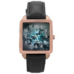 Elegant Floral Design With Butterflies Rose Gold Leather Watch  by FantasyWorld7