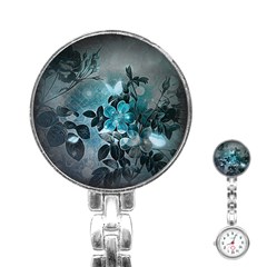 Elegant Floral Design With Butterflies Stainless Steel Nurses Watch