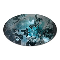 Elegant Floral Design With Butterflies Oval Magnet by FantasyWorld7