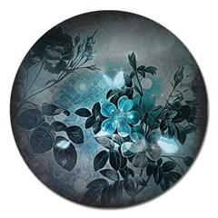 Elegant Floral Design With Butterflies Magnet 5  (Round)