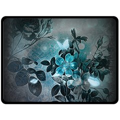 Elegant Floral Design With Butterflies Fleece Blanket (large)  by FantasyWorld7