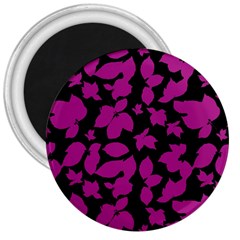 Dark Botanical Motif Print Pattern 3  Magnets