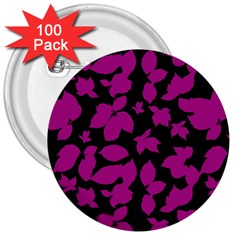 Dark Botanical Motif Print Pattern 3  Buttons (100 Pack) 