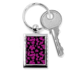 Dark Botanical Motif Print Pattern Key Chain (rectangle) by dflcprintsclothing