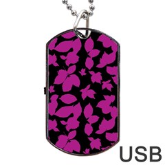 Dark Botanical Motif Print Pattern Dog Tag Usb Flash (two Sides)