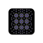 Lilies And Decorative Stars Of Freedom Rubber Square Coaster (4 pack)  Front