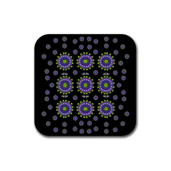 Lilies And Decorative Stars Of Freedom Rubber Square Coaster (4 pack) 