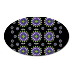 Lilies And Decorative Stars Of Freedom Oval Magnet