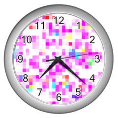 Pixelpink Wall Clock (silver) by designsbyamerianna