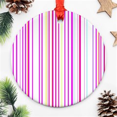 Brightstrips Round Ornament (two Sides) by designsbyamerianna