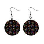 Scissors Pattern Colorful Prismatic Mini Button Earrings Front