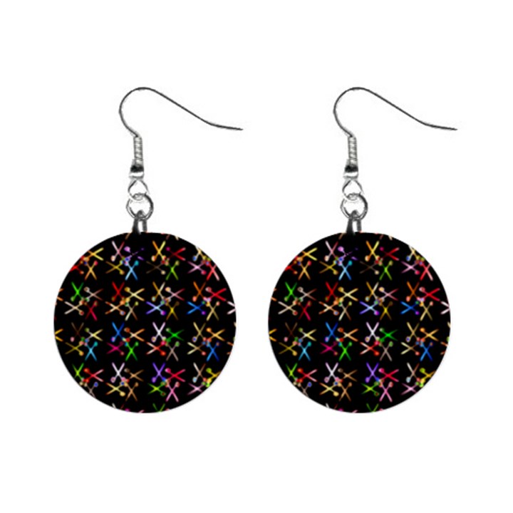 Scissors Pattern Colorful Prismatic Mini Button Earrings