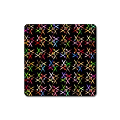 Scissors Pattern Colorful Prismatic Square Magnet by HermanTelo