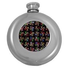 Scissors Pattern Colorful Prismatic Round Hip Flask (5 Oz) by HermanTelo