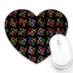 Scissors Pattern Colorful Prismatic Heart Mousepads