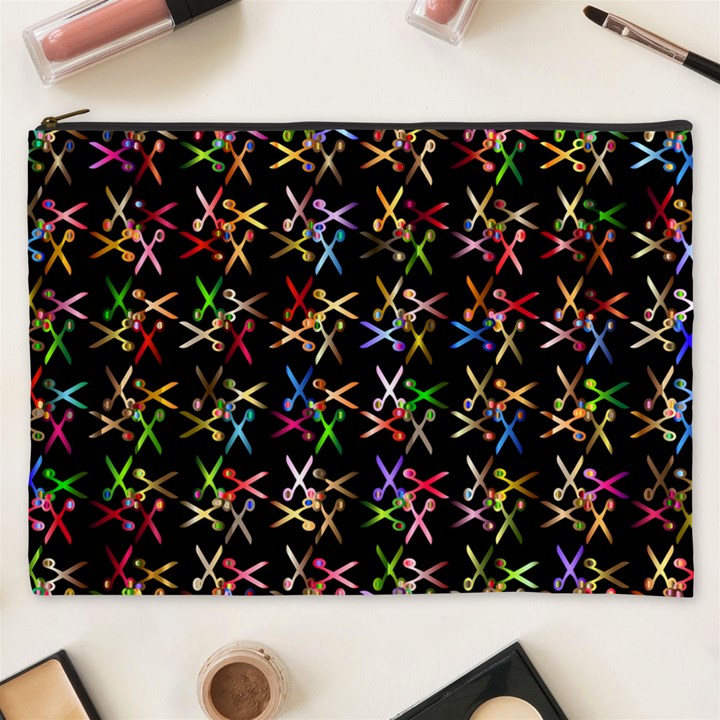 Scissors Pattern Colorful Prismatic Cosmetic Bag (XXXL)