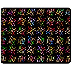 Scissors Pattern Colorful Prismatic Double Sided Fleece Blanket (medium)  by HermanTelo