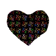 Scissors Pattern Colorful Prismatic Standard 16  Premium Flano Heart Shape Cushions