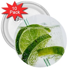 Lime Club Soda Drink Cocktail 3  Buttons (10 Pack)  by Pakrebo