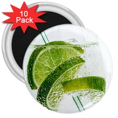 Lime Club Soda Drink Cocktail 3  Magnets (10 Pack)  by Pakrebo