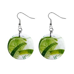 Lime Club Soda Drink Cocktail Mini Button Earrings by Pakrebo