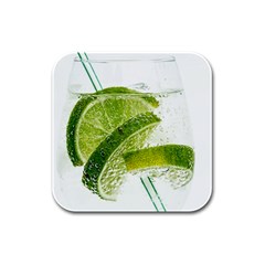 Lime Club Soda Drink Cocktail Rubber Square Coaster (4 Pack)  by Pakrebo