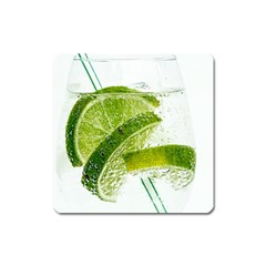 Lime Club Soda Drink Cocktail Square Magnet by Pakrebo