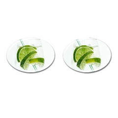 Lime Club Soda Drink Cocktail Cufflinks (oval) by Pakrebo