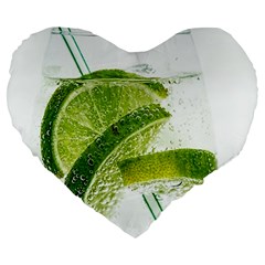 Lime Club Soda Drink Cocktail Large 19  Premium Heart Shape Cushions