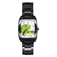 Lime Club Soda Drink Cocktail Stainless Steel Barrel Watch by Pakrebo