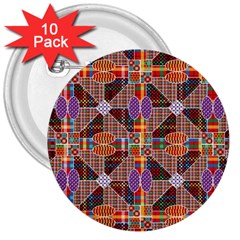 Decorated Colorful Bright Pattern 3  Buttons (10 Pack)  by Pakrebo