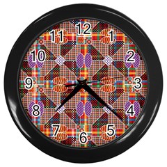 Decorated Colorful Bright Pattern Wall Clock (black)